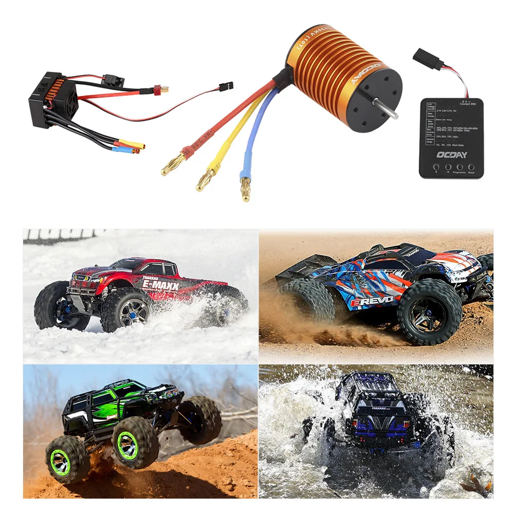 

Waterproof 60A Brushless Car Electronic Speed Control ESC 10T 3930KV 4P Sensorless Brushless Motor Programming Board