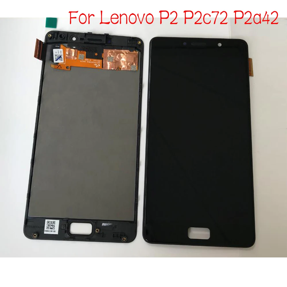 Skup 100% oryginalny wyświetlacz Amoled LCD montaż digitizera ekranu dotykowego z ramką dla Lenovo vibe P2 P2c72 P2a42 czujnik panelu telefonu