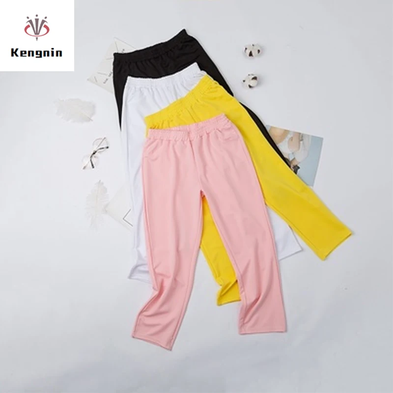 

Plus Size XL- 6XL Women Trousers 2019 Summer Pants Elastic Waist Strench Capris Casual Solid Color Calf-Length Pants Soft Pants