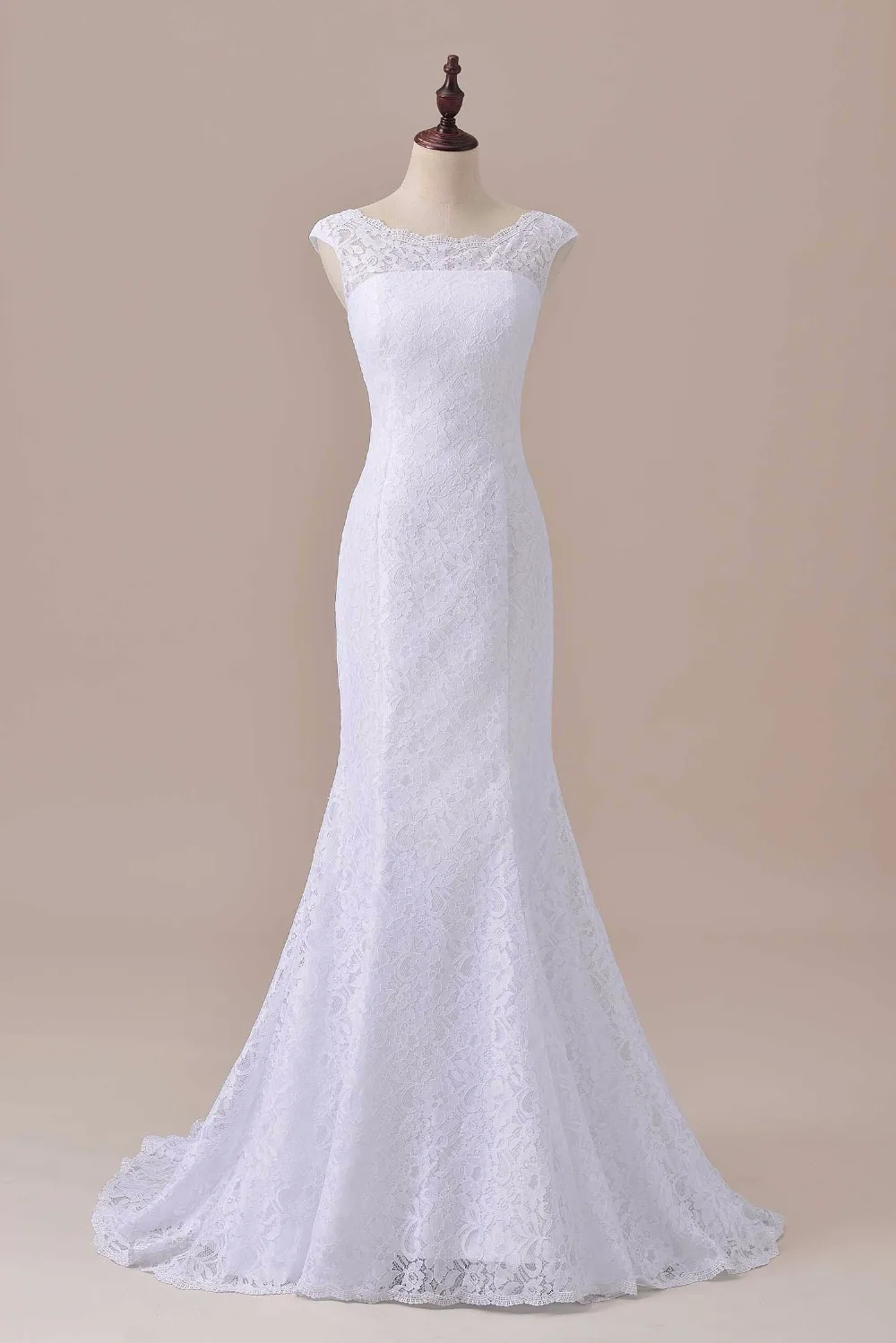 

Bridal Wedding Gown Real Photos White Lace Cheap Mermaid Wedding Dress Train 2018 Vintage Sash vestido De noiva 2018 SLD-W002