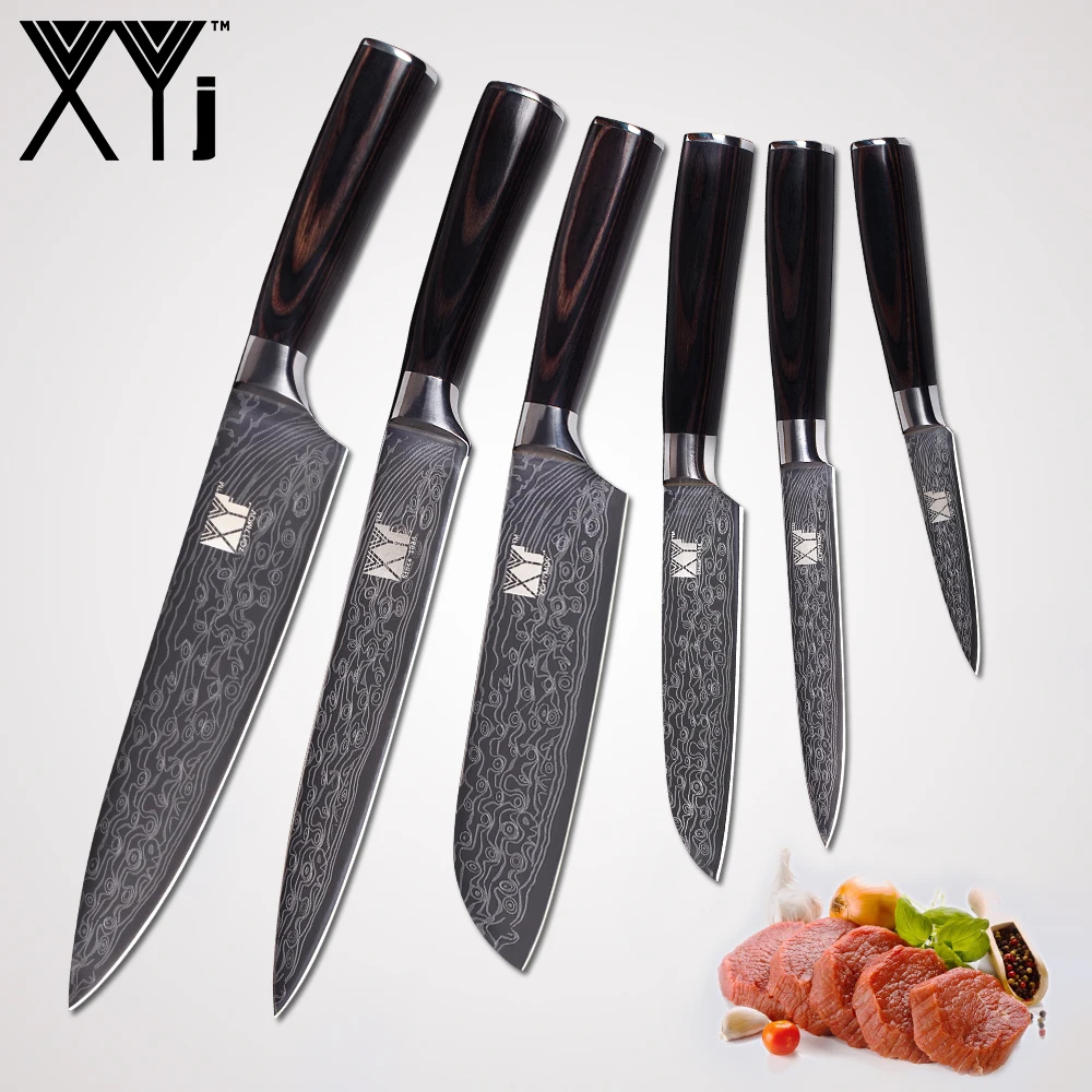 

XYj High Grade Kitchen Cooking Knives Fruit Vege Meat Stainless Steel Cooking Knives Color Wood Handle Japanese Chef Knife