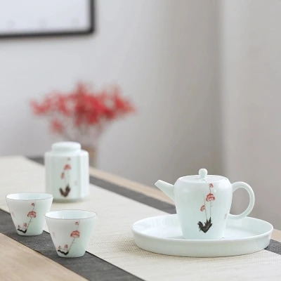 

Celadon tea set tea pot two cups of tea Kung Fu Tea Travel Set