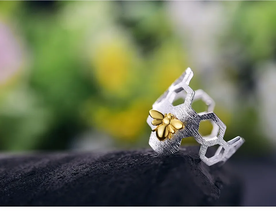 Lotus Fun Moment реальные 925 серебро ручной работы Модные украшения творческий вафельная Открытое кольцо ополчение кольца для Для женщин