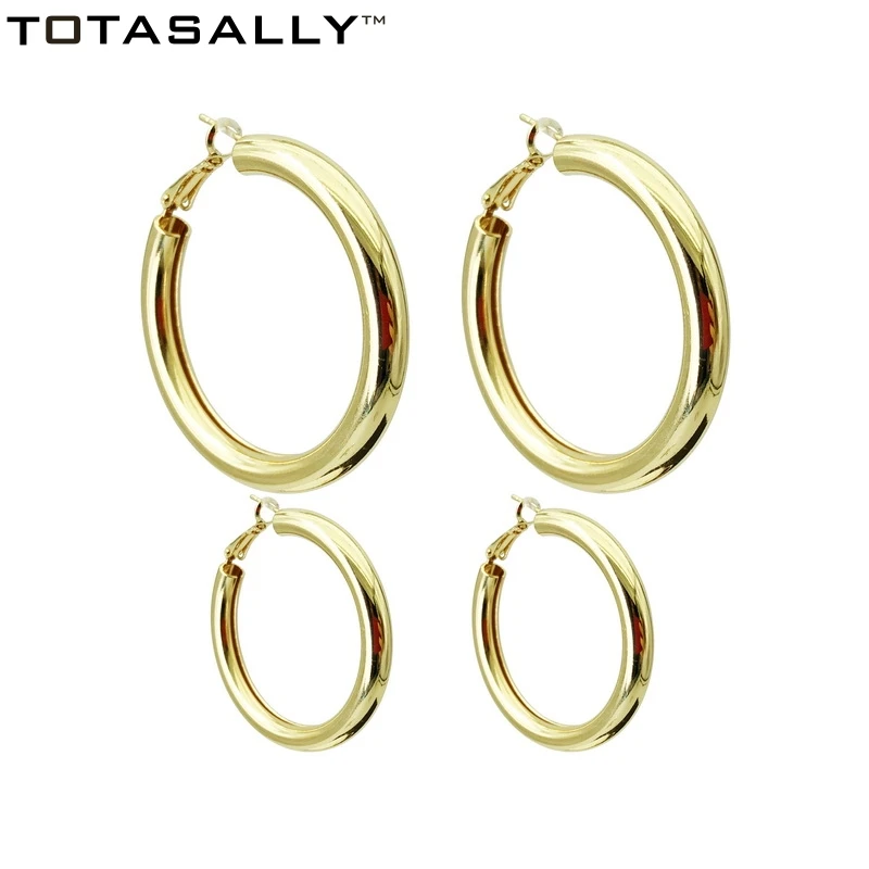 

TOTASALLY Gold/ Silver Color Big Circle Hoop Earrings for Women Simple Metal Round Earrings Minimalist Jewelry Wholesale