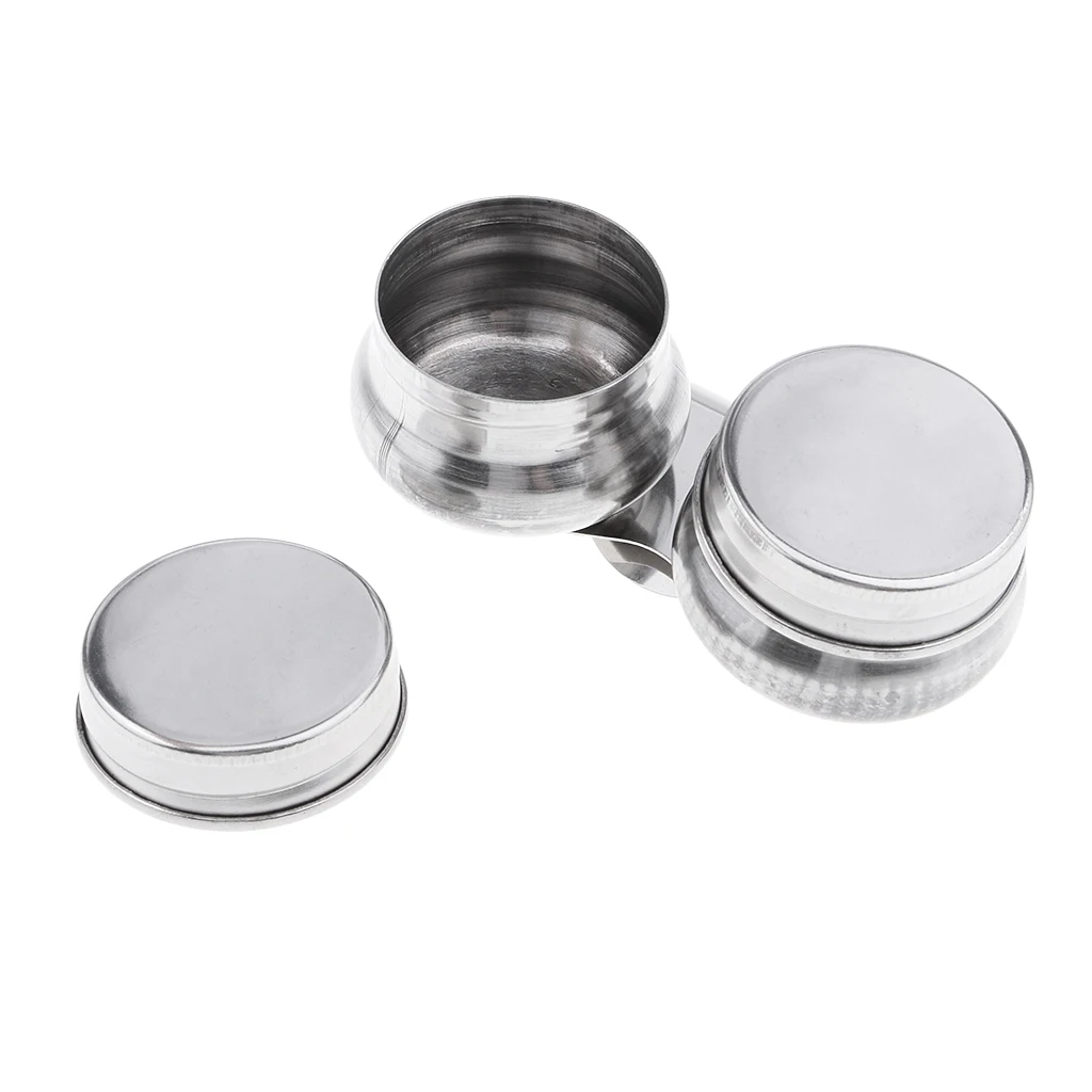 Portable Stainless Steel Double Hole Dipper Container Cup Oil Pots Brush Washer Paint Brush Cleaner Bucket Art Painting Supplies