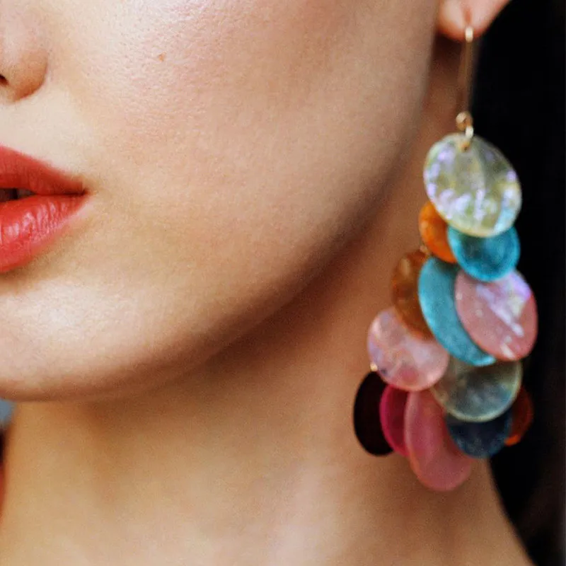 

Multi Acrylic Pieces Women Hook Earrings Multicolored Creative Deisgn ZA Cany Color Drop Earrings Party Gift ET1212