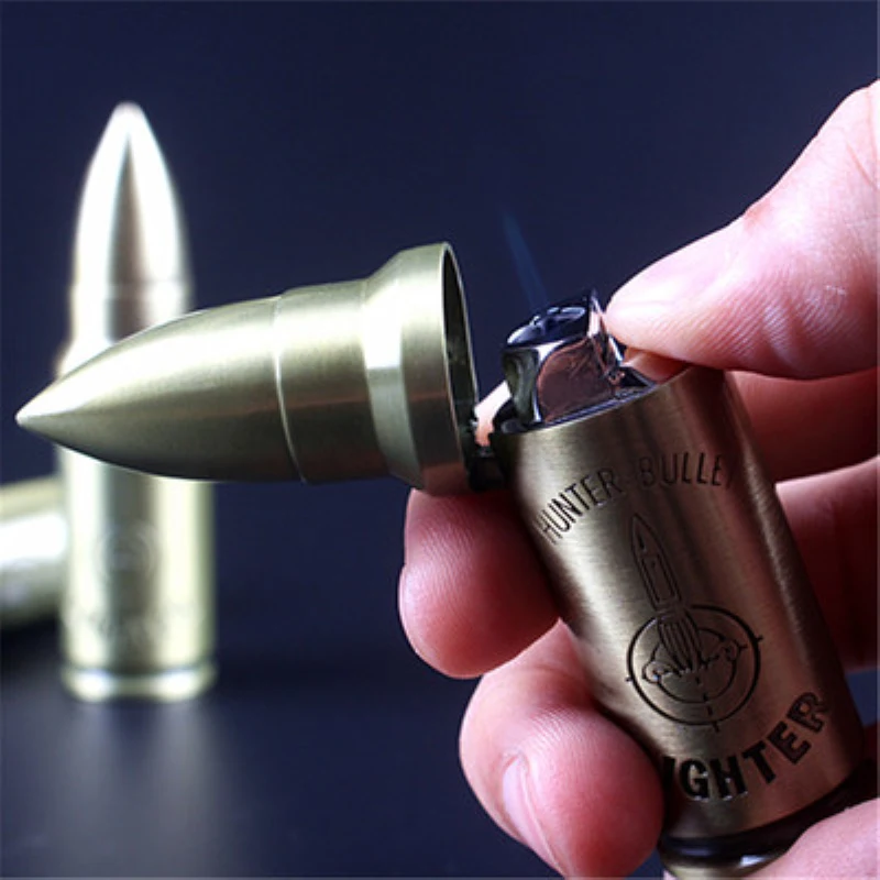 

Men Gift Mini Bullet Model Compact Jet Inflatable Butane Gas Straight Flame Cigarette Lighter Windproof Metal Torch lighter