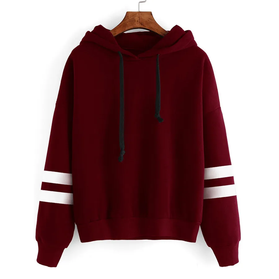 

Women's Long Sleeve Letter Print Tape Drawstring Korean Hoodie Colorblock Sweatshirt Female Sweatshirt Polerones Pullover L30719