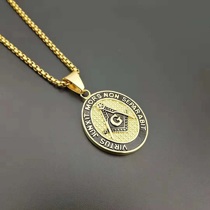Масонская масонская круглая подвеска ожерелье золотого цвета 316L нержавеющая сталь Иллюминаты все глаза ожерелья с пирамидками для мужчин ювелирные изделия