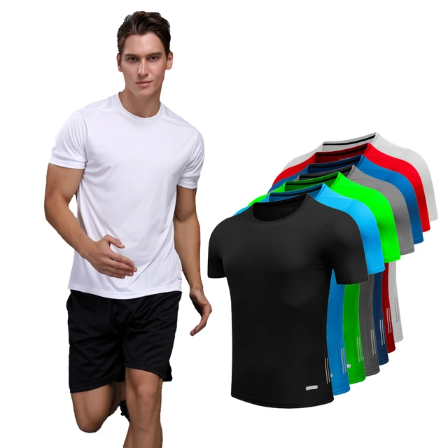 US $8.03 Shirt Homme Running Men Designer Quick Dry T-Shirts Running Slim Fit Tops Tees Sport Men 's Fitness