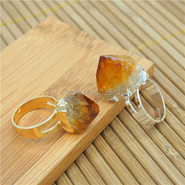 

R15052206 Raw Citrin e Point Ring Raw Druzy Crystal Point Ring Silver Or Gold
