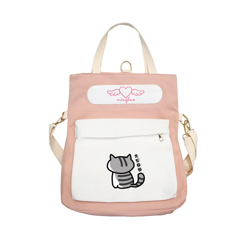 Neko Atsume kawaii, женский рюкзак с котом, милые школьные сумки для девочек, сумки на плечо, холщовые сумки через плечо для женщин, кошачий рюкзак для путешествий - Цвет: 3
