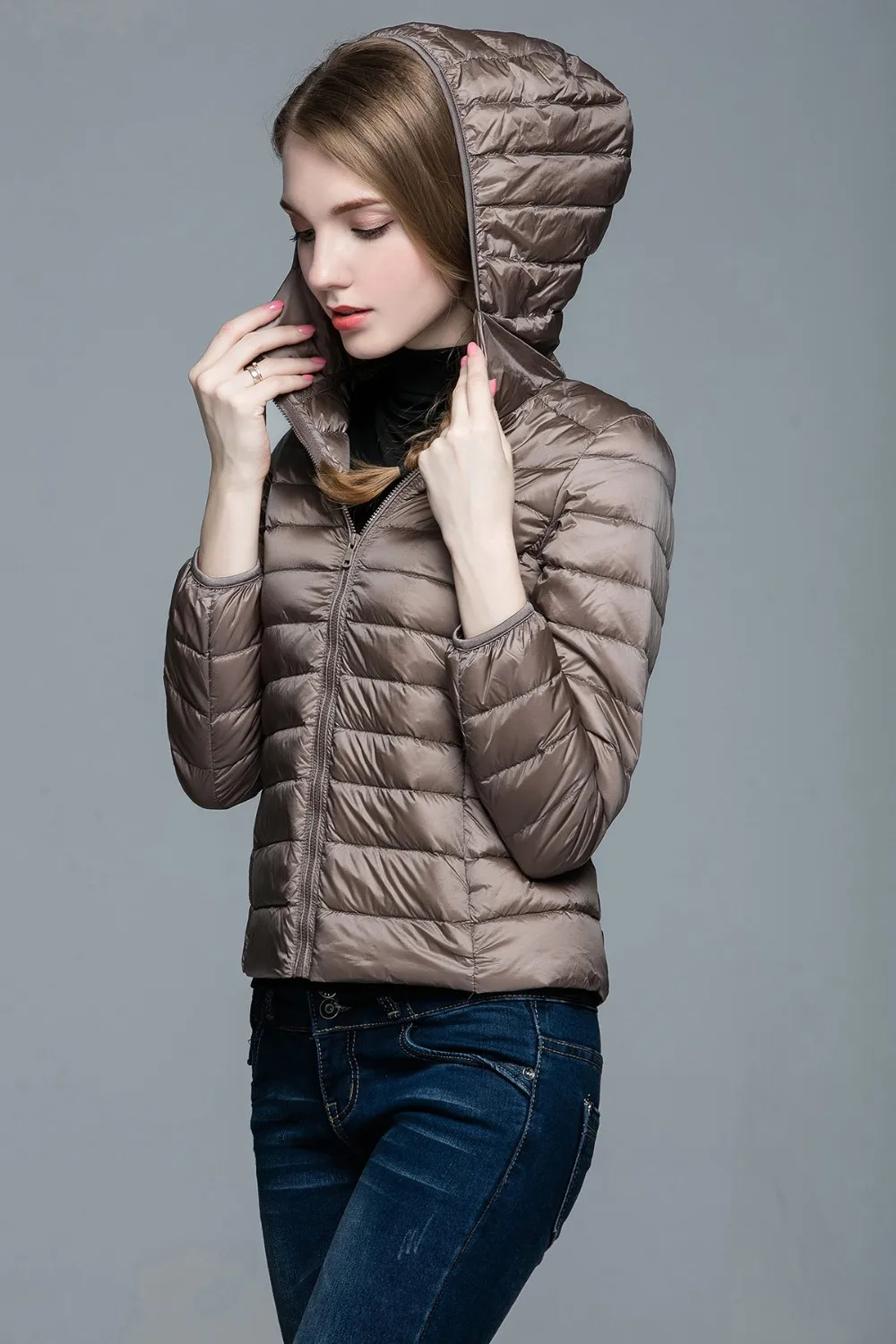 Складываемая женская зимняя куртка с длинным рукавом, однотонное женское теплое пуховое пальто, Новое Женское зимнее пальто с капюшоном Casaco Feminino