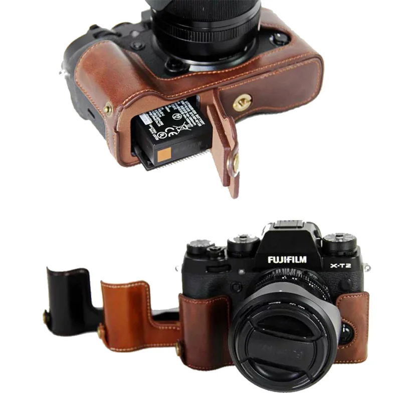 New Pu Leather Camera Case For FujiFilm XT2 XT 2 Camera Video Half Bag Professional bottom