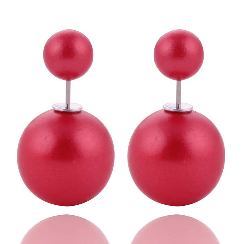 

Hot Selling 12 Colors Popular Double Sides Matte Pearl Stud Earrings Big Ball Beads Earrings For Women Christmas Gift