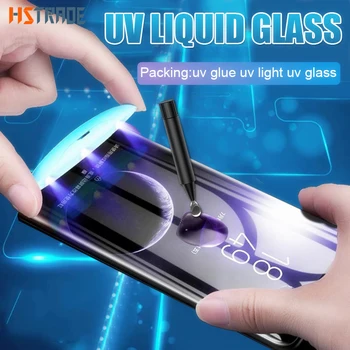 

UV Glue Glass for Samsung S20 S10 Plus S9 S8 Glass Screen Protector on Samsung Galaxy S10 for Samsung Note 8 9 Protective Glass