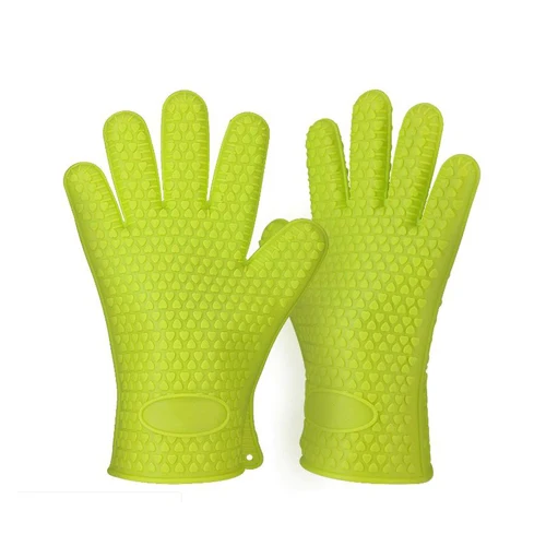 1 пара пищевая перчатка для выпечки класс термостойкая силиконовая кухонная печь для барбекю перчатки кухонные аксессуары - Цвет: Green