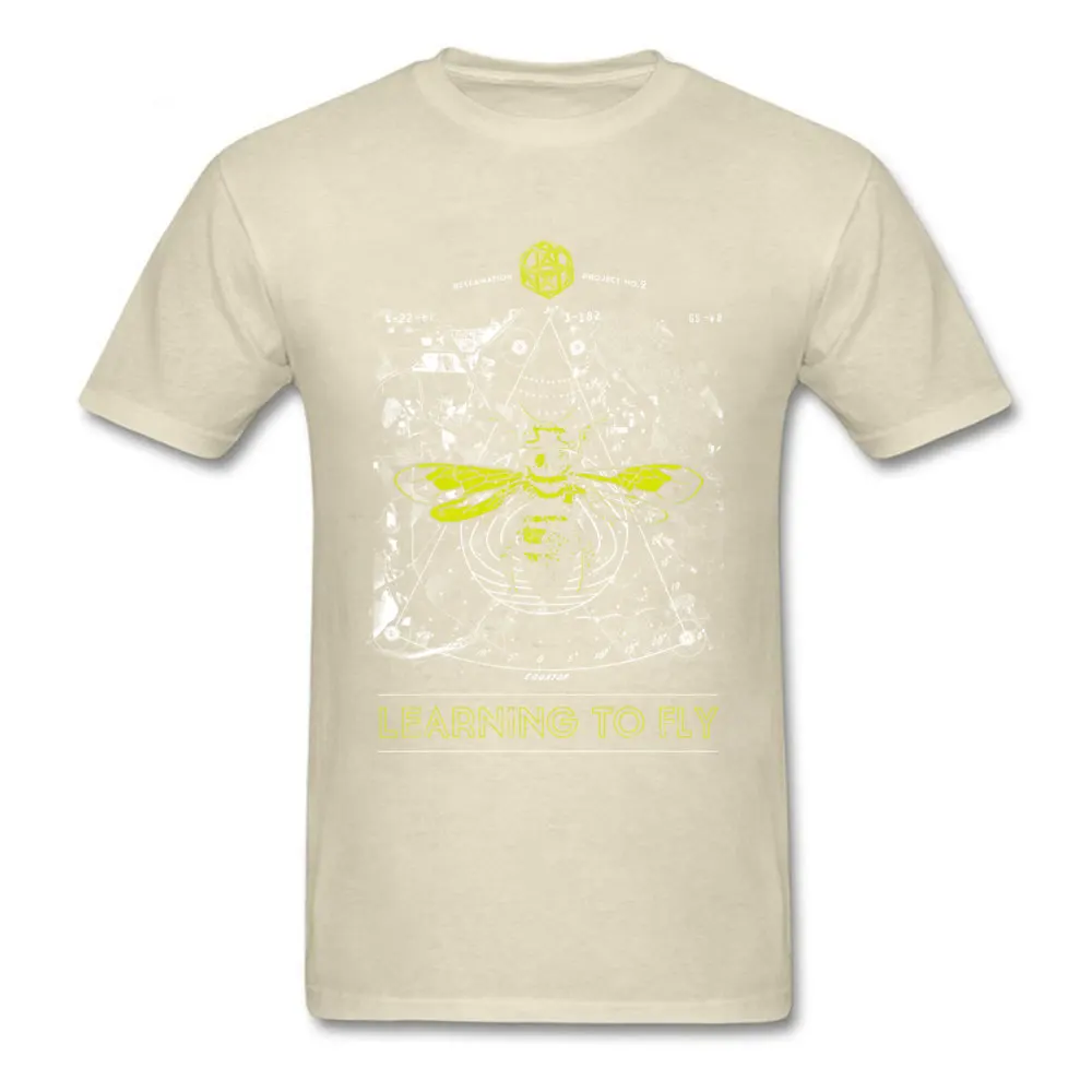 Learning to Fly 100% Cotton Boy Short Sleeve T Shirt Printed On Summer Autumn T-shirts Normal Tops T Shirt Hip Hop Round Neck Learning to Fly beige