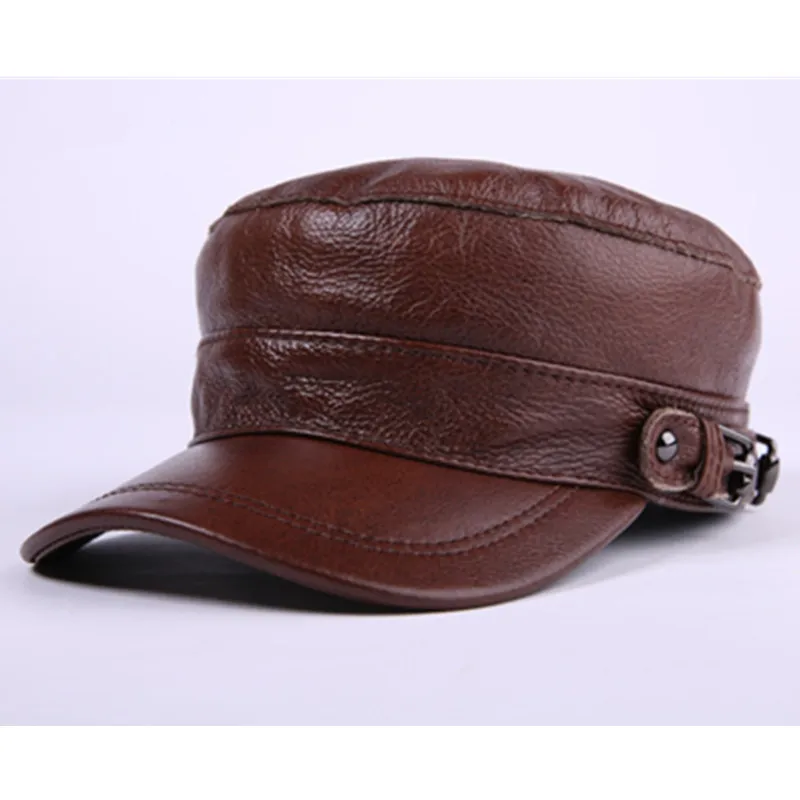 

XdanqinX Autumn Winter Men's Hats Thicken Leather Warm Baseball Caps Flat Cap Adjustable Size Dad Hat Snapback Bone Visor Hat