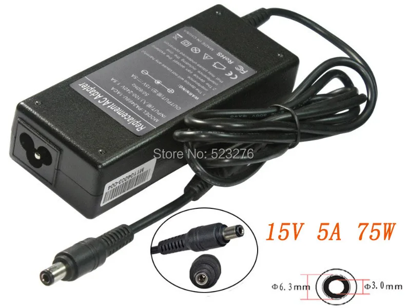 Запасной адаптер переменного тока для Toshiba PA3083U-1ACA 15V 5A 75W 6 3*3 0 мм ноутбука