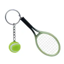 Mini Tennis Racket Keychain Key Ring Cute Sport Charm Tennis Ball Key Chain Car Bag Pendant Keyring Gift (Green) new novelty mini bag charm flamingo faux fur key bag charm gift for children girls cute emoji pendant nl11