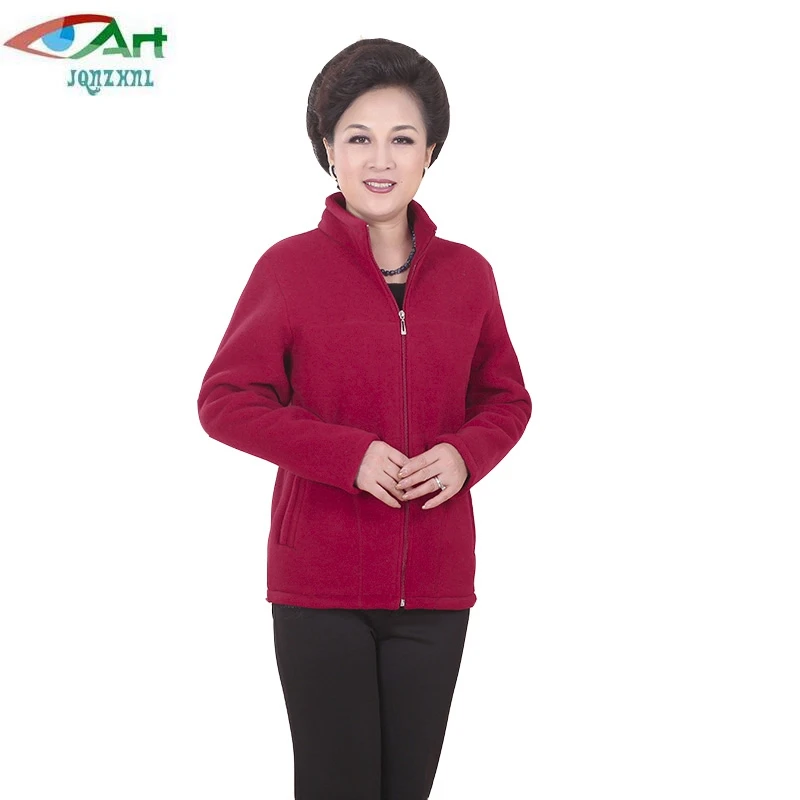 

2019 New Winter Mid-aged Women Fleece Thickening Jackets Plus Size 5XL Casual Warm Jacket Zipper Outerwear for Mum JQNZHNL E212