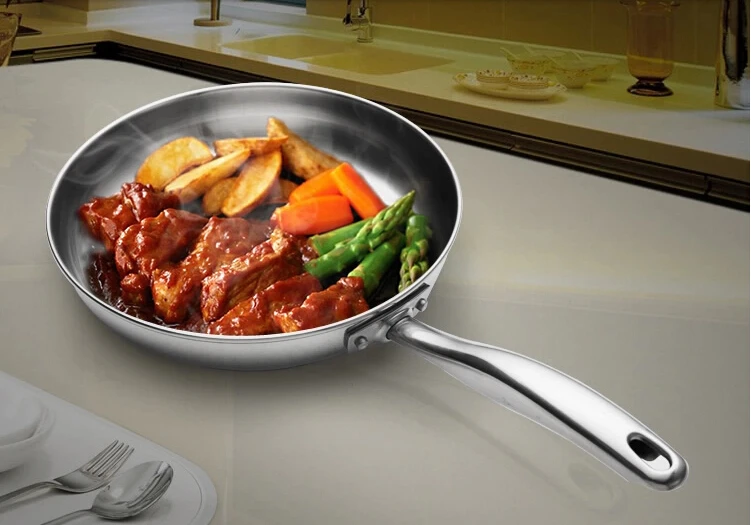 Frypan Inox SS#18/10 готовка PotT стейк Ppan из нержавеющей стали роскошные яйца Frypan 24 см