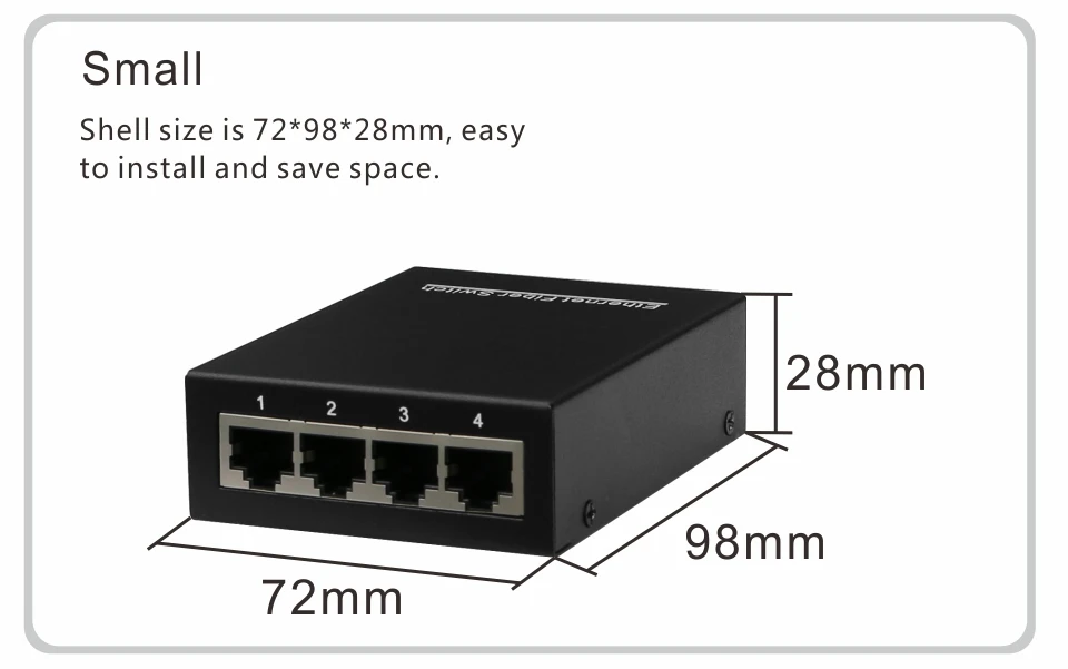 10/100 м Быстрый Ethernet-коммутатор Ethernet волоконно-оптический медиа конвертер одиночный режим 4* RJ45 UTP и 1* SC волокно Порты и разъёмы