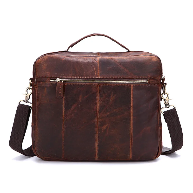 Nesitu Винтаж шоколад толстые натуральная кожа Для мужчин Курьерские сумки Мужская сумка через плечо, портфель для Для мужчин# M207