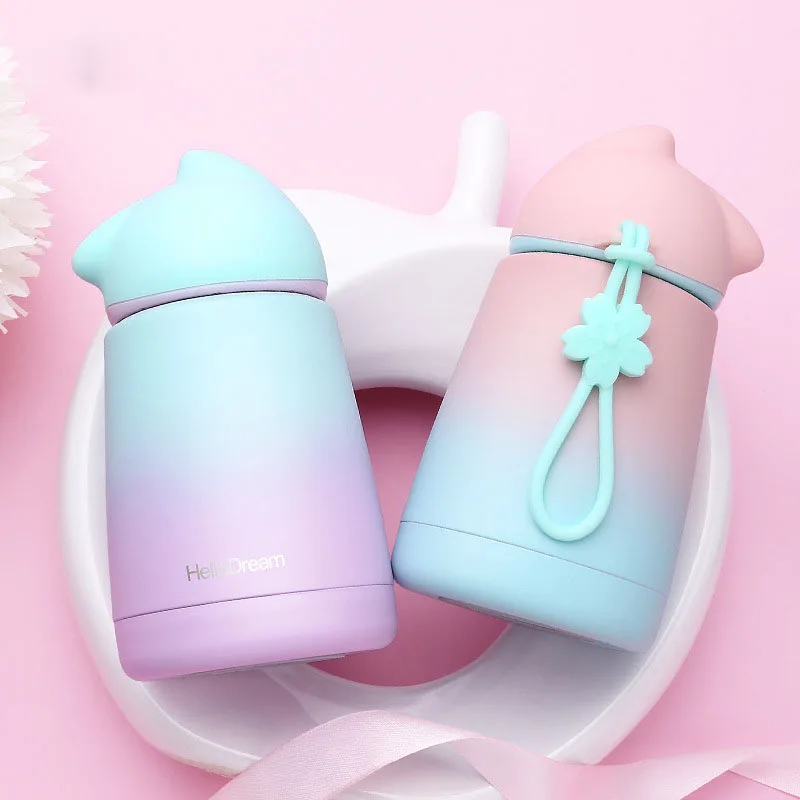 

Cute Cat Mug Stainless Steel Cup Hot Mug Thermo Baby Children Travel Removable RopeCoffee Milk Mug Water Bottle Kid Drinkware