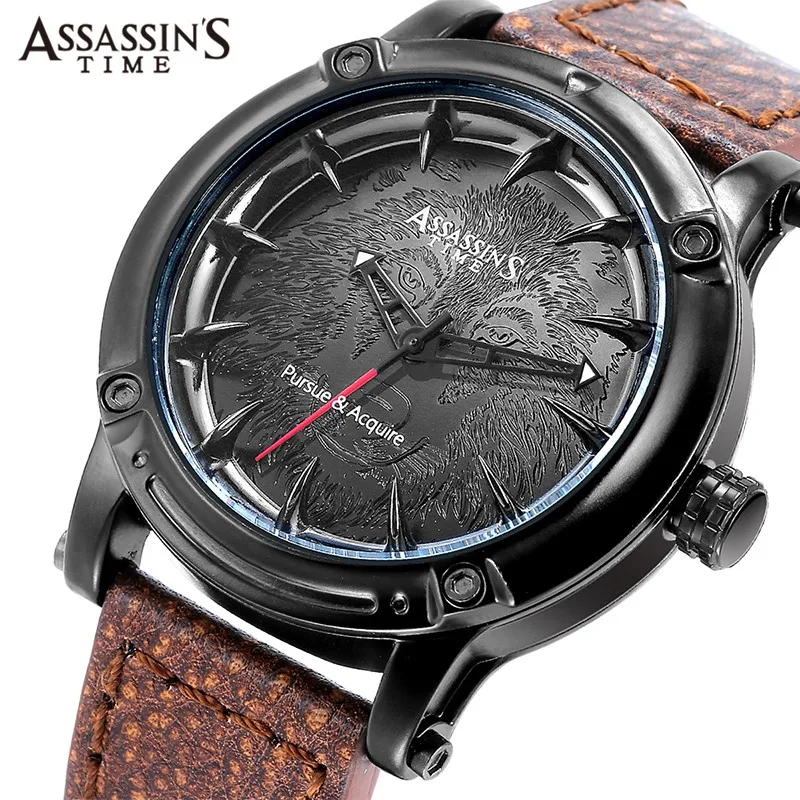

Mens Watch Wolf Dial Cow Leather Waterproof Luxury Top Brand Men's Wrist Watches Clock Relogio Masculino 2019 Sport Watch