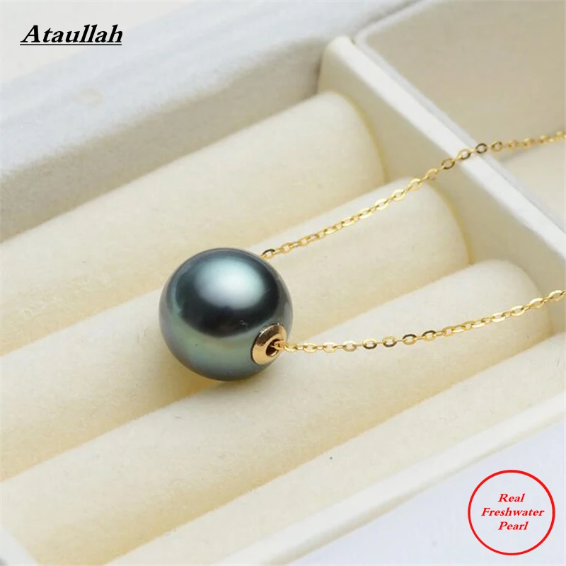 

Ataullah Luxury Real 18K Gold 8-12MM Real Black Natural Pearls Statement Necklaces Maxi Necklaces Pendants NFP002