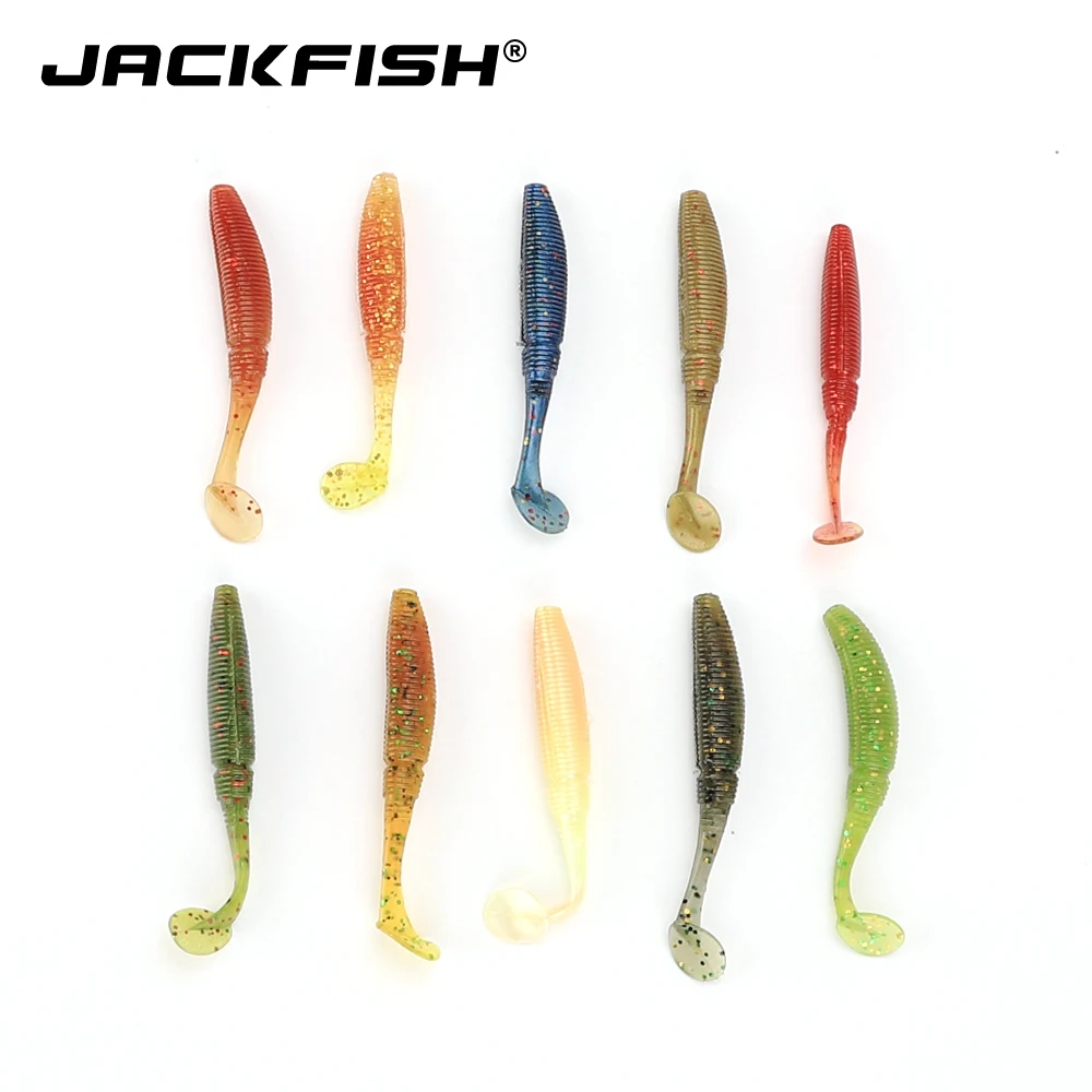 JACKFISH 10 шт./лот 5 см/1 г рыболовная Мягкая приманка с хвостом плавающая джиг