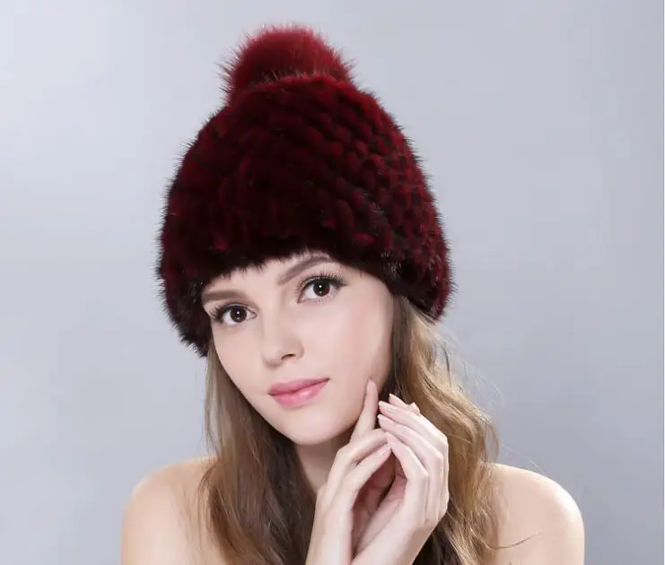 

2017 winter hat High-quality New 100% Genuine mink Fur Hat women hats Lady Cap Female Headgear Women Fur hats cap for women