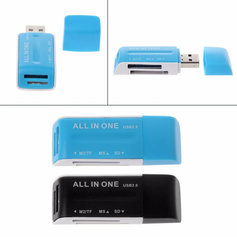 

Mini All-In-One USB 2.0 Speed 480Mbps Multi Memory Card Reader Adapter For SD/SDHC MMC MS M2 TF Micro SD