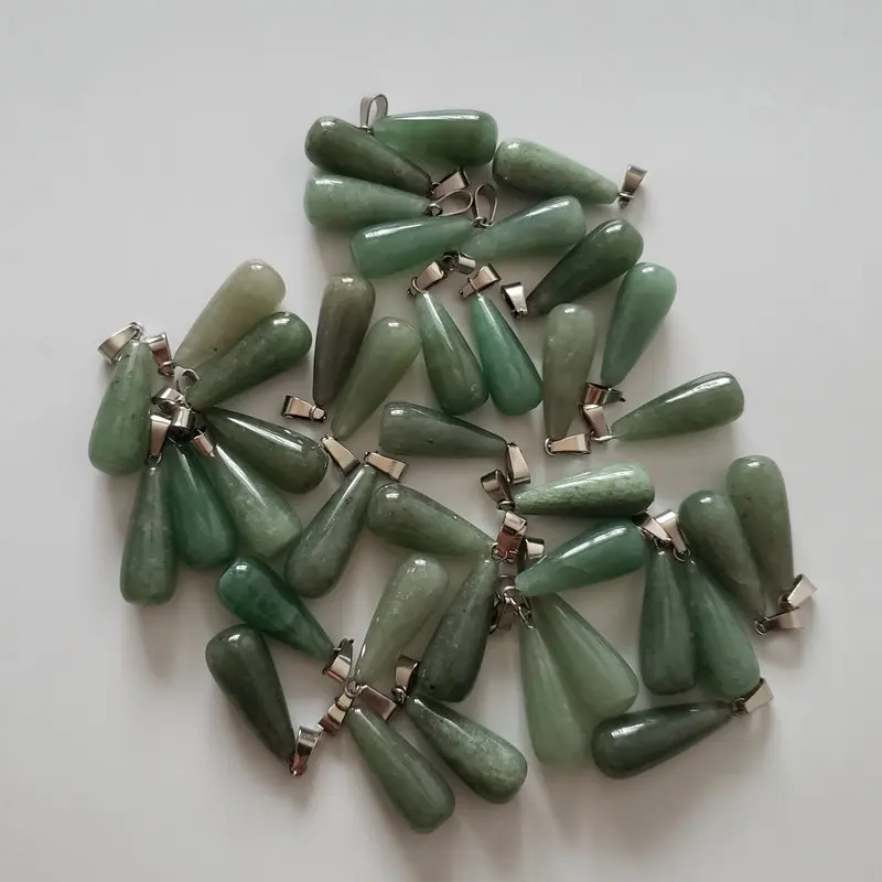 Горячая Мода натуральный камень кулон в форме капли воды Кулон Смешанные ожерелья для изготовления ювелирных изделий Шарм 50 шт./лот - Окраска металла: green aventurine