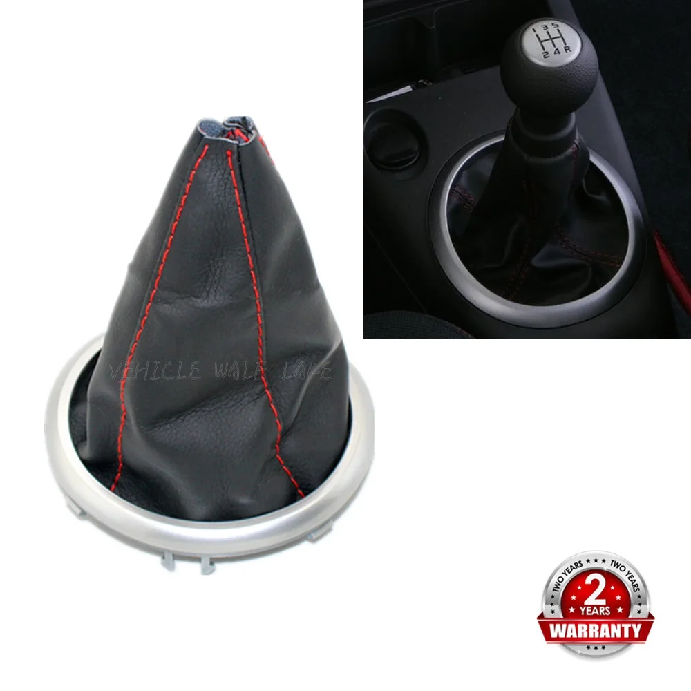 

For Suzuki Swift MK2 Sport 2005 2006 2007 2008 2009 2010 Car-Styling Silver Frame Manual Gear Shift Knob Leather Red Line