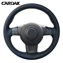 CARDAK сшитый вручную черный искусственный кожаный чехол рулевого колеса автомобиля для сиденья Ibiza 6L leon 2007 2008 Sport Altea Toledo