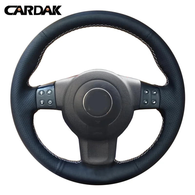 

CARDAK Hand-stitched Black Artificial Leather Car Steering Wheel Cover for Seat Ibiza 6L leon 2007 2008 Sport Altea Toledo
