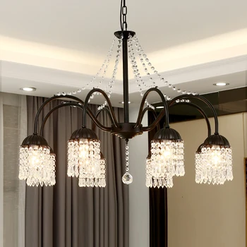 

Hallway E27 vintage metal chandelier crystal lighting Loft white/black Lustre de cristal Light pendant brief led hanging light