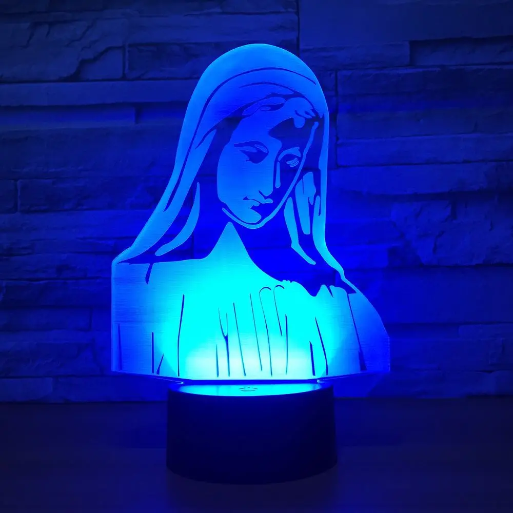 Новая 3d лампа Дева Мария 7 цветов Светодиодные ночные лампы для детей сенсорный