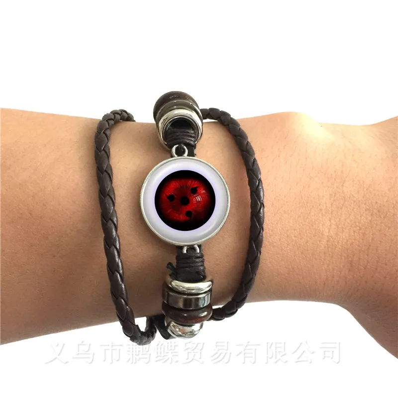 Японский браслет Uzumaki Наруто Uchiha сасуке Шаринган ювелирные изделия из кожи
