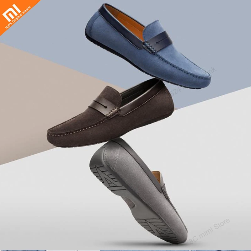  Authentic Xiaomi mijia Men's suede moccasin shoes Pig skin for comfortable suede leather Summer