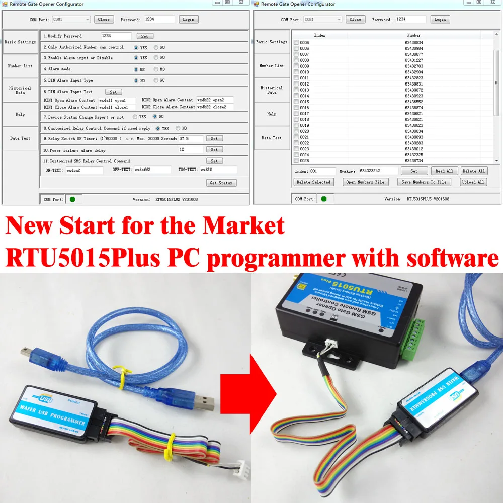 RTU5015 Plus gsm устройство для открытия ворот USB ПК программатор и программное