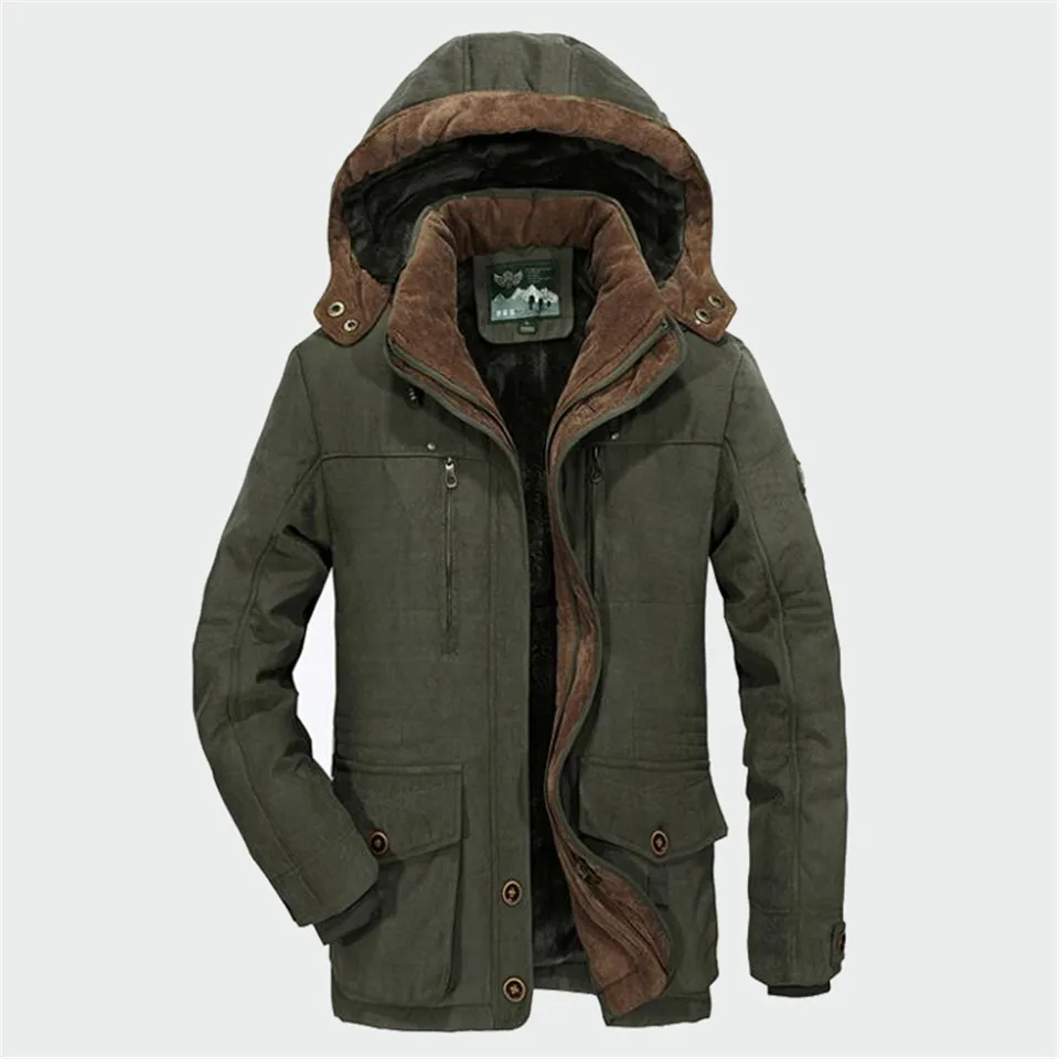Мужская зимняя куртка с капюшоном RUELK теплая парка хлопковой подкладкой 5XL 6XL