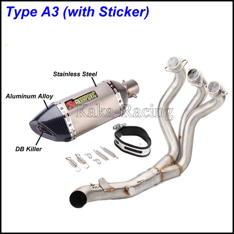 MT09 FZ09 мотоциклетная выхлопная система без шнуровки Модифицированная труба Akrapovic глушитель из углеродного волокна для Yamaha MT-09 FZ-09 - Цвет: Type A3(sticker)
