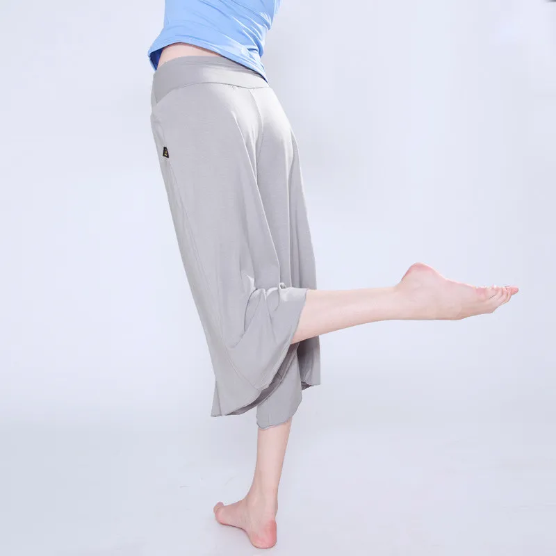 Для женщин йога брюки для йоги, леггинсы черный серый шаровары Танцевальные Йога Тай Чи 3/4 Длина Танцы брюки занятий йогой брюки