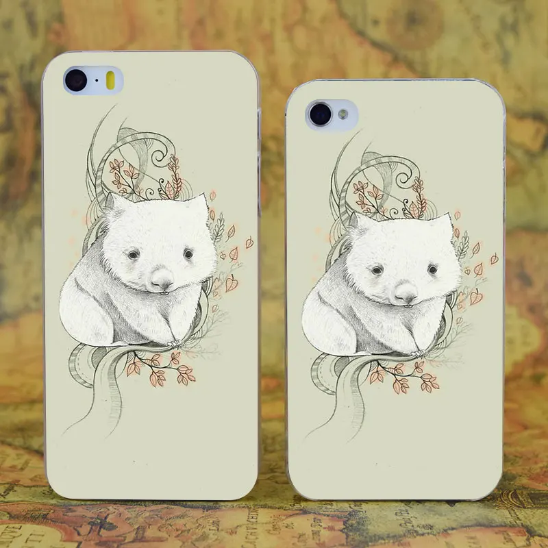 

E4214 Wombat Transparent Hard Thin Case Cover For Apple iPhone X XR XS Max 4 4S 5 5S SE 5C 6 6S 7 8 Plus