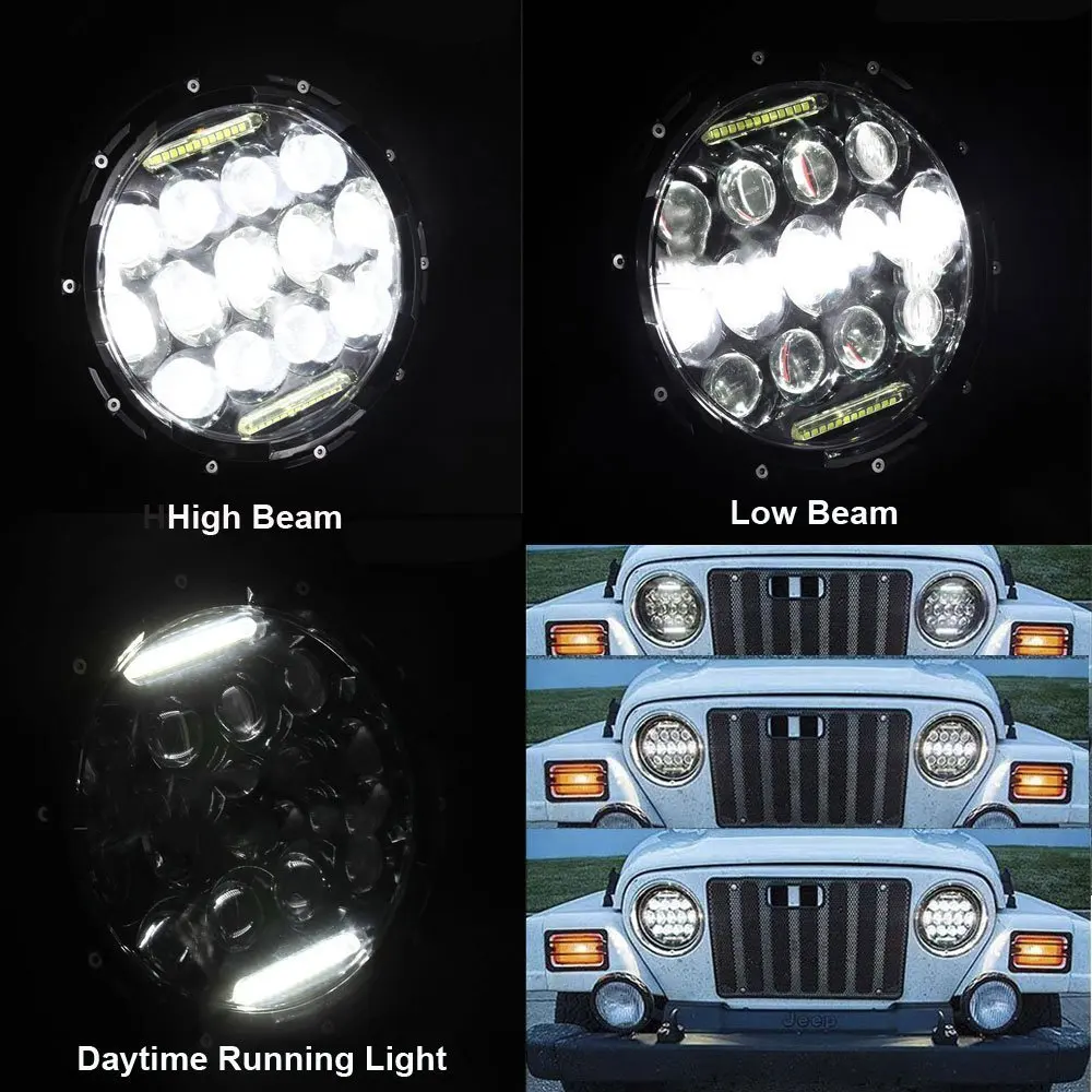 For Jeep Wrangler Led Headlight 7 inch External Lights headlamp For Lada 4x4 urban Niva Land Rover Defender 90 110 (2)
