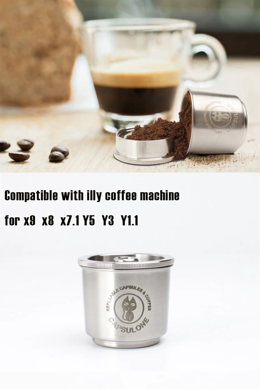 Capsulone/Совместимость с illy Кофеварка/нержавеющая сталь металл пополняемая многоразовая капсула подходит для illy кафе капсулы